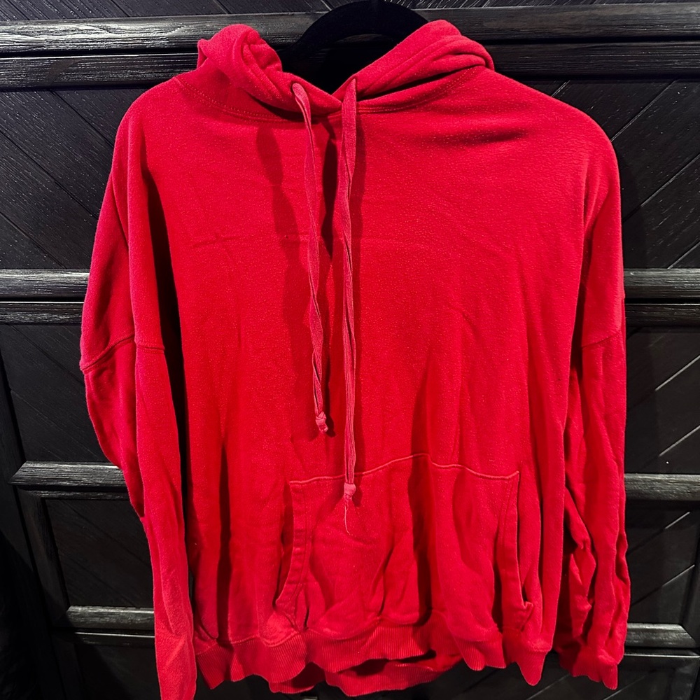Red drawstring hoodie